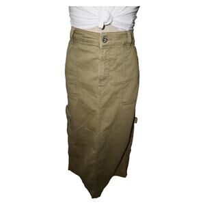 Y2K Carpenter Utility Cargo Midi Skirt Khaki Women’s Size 12 Workwear Streetwear